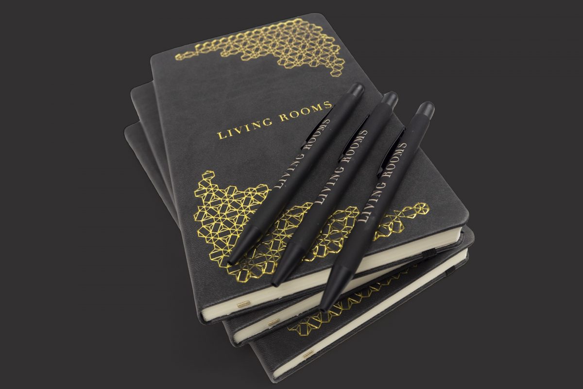 Mount Anvil branded pens and notebooks